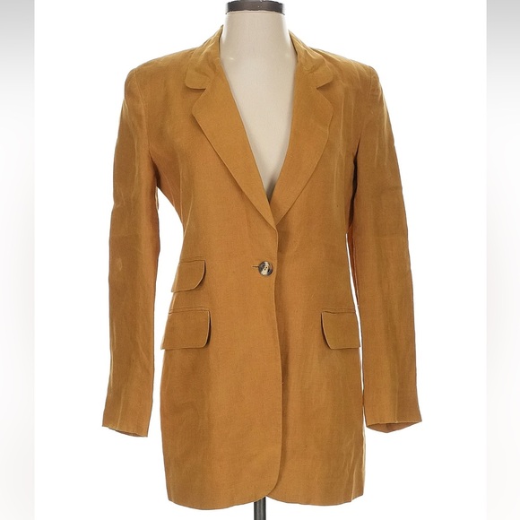 Vintage 70’s Jones New York Tan Mustard 100% Linen Blazer Jackets Size 4 Small S - Picture 1 of 7